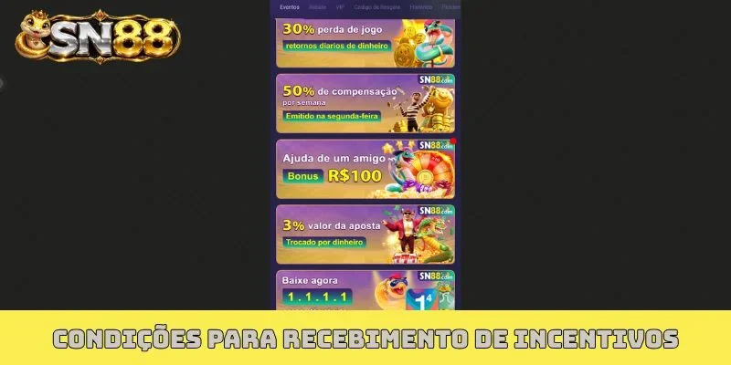 Condições para recebimento de incentivos