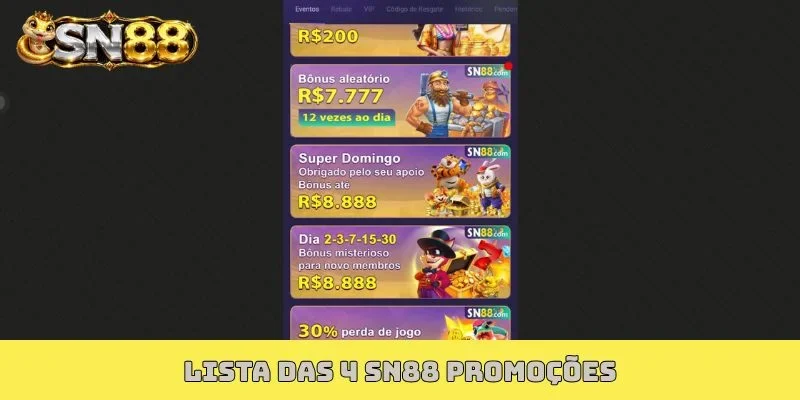 Lista das 4 SN88 promoções
