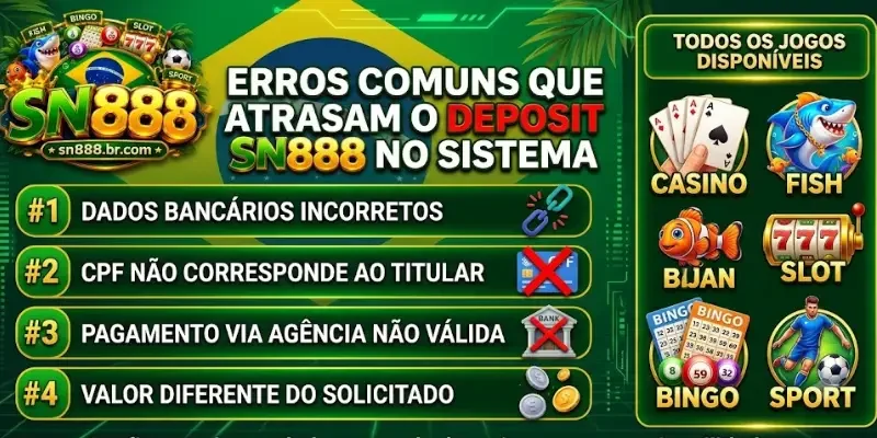 Deposit Sn888 Erros comuns que atrasam o Deposit Sn888 no sistema